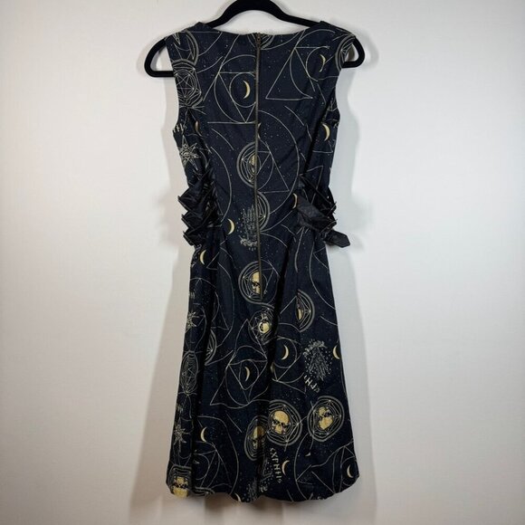 Spin Doctor Hell Bunny Y2K Pentagram Constellations Gothic Black Mini Dress S - Picture 9 of 15